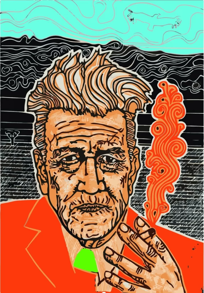 Ilustración de David Lynch fumando