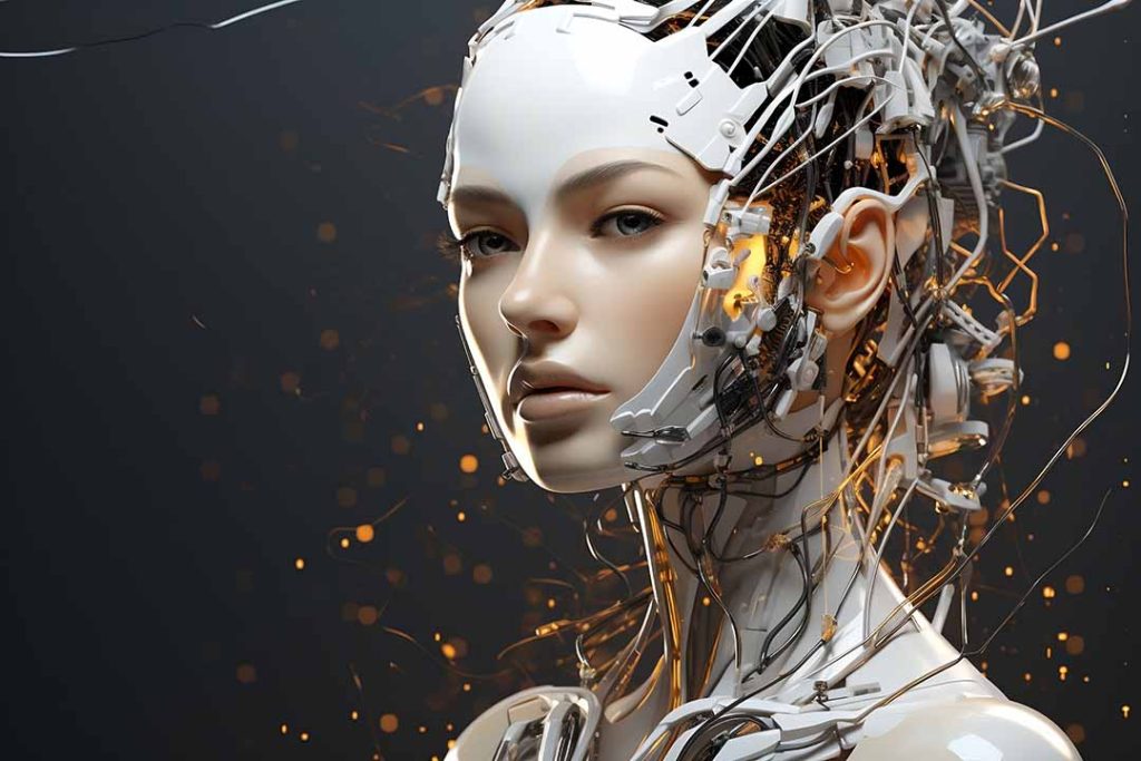 Mujer cyborg con IA.